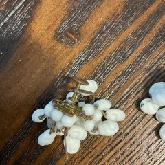 Vintage 1950s Milk Glass Earrings Clip On Dangle Drop Waterfall Cascade Retro