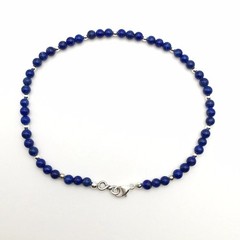 Silver Schark Handmade Sterling Silver & Lapis Lazuli Beaded Bracelet 7.5” #30