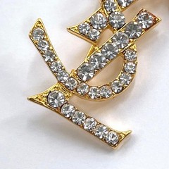 YVES SAINT LAURENT YSL Vintage Gold-Plated Rhinestone Brooch – Women’s