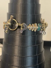 VTG LATR 2GO Glamour Puss Cat Enamel Charm Bracelet 8”