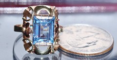 14k multi tone gold ring 4.50ct London blue topaz solitaire sz 7.5 antique 4.3gr
