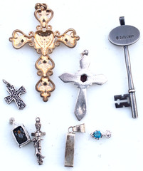Vintage to Now Lot of 8 Variety of Pendants – 1 signed – no chains included