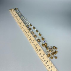 Vintage AB Crystal and Gold Tone Filigree Chandelier Pendant Necklace 22″ Runway
