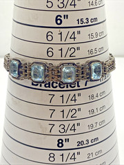 Vintage Sterling Silver Bracelet Signed Wells Light Blue Color Stones 6.75″ in