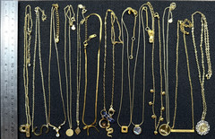100 pcs Vintage Now Gold Tone Pendants Chains Necklaces Lot Signed & Unsigned