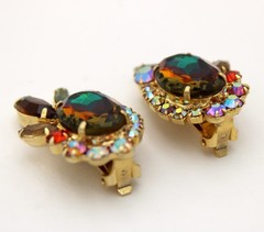 Verified 5120 D&E Juliana Fall Watermelon Heliotrope Vitrail Rhinestone Earrings