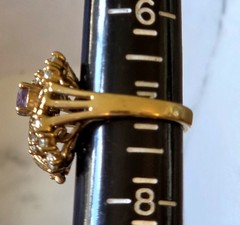 Vintage 14K HGE Amethyst Bling Cocktail Ring Size 7 Signed LIND