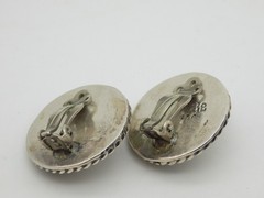 Vintage Taxco Mexico Sterling Silver Clip on Earrings Round Domed Rope Button