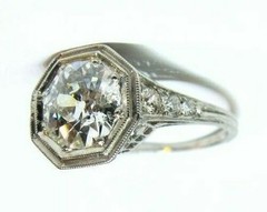 Art Deco 3CT Lab Created Diamond Vintage Octagon Halo Wedding Ring 14K Gold Over