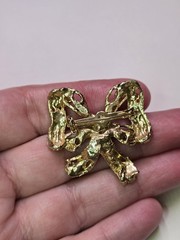 Vintage Bow Rhinestone Gold-tone Brooch Pin/pendant