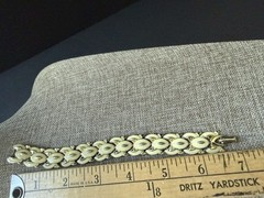Coro Enamel Link Bracelet Ivory Color Gold Tone Vintage Deco Art To Wear Career