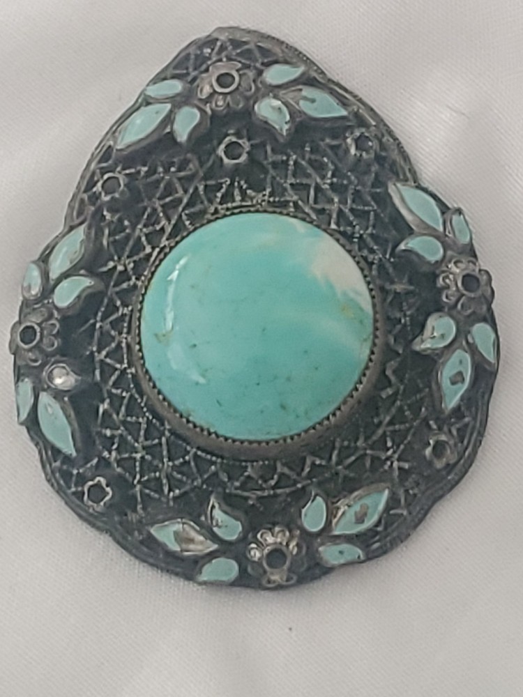 Vintage Pendant Filigree Silver Ornate Teardrop European Jewelry no Ring J2