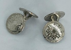 Vtg ’20s Belais 14K White Gold Front Cufflinks Art Deco SNOWFLAKE Look Two-Sided