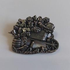 Vintage Birds and Blooms 2001 Limited Edition Flowers Wheelbarrow Brooch Pin