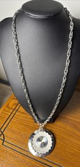 Vintage 24 Inch Necklace With 2.5 Inch Diameter Pendant Round Statement