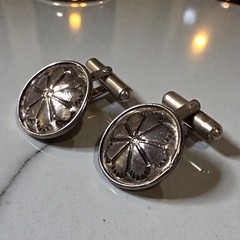 Vintage Silver Floral Cufflinks Mens Bullet Back Hinged Posts Acid Tested