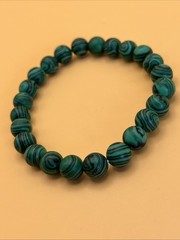 Green Malachite Stone Round Bead Stretch Bracelet Gemstone