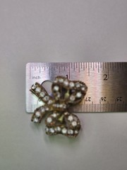 Vintage Bow Rhinestone Gold-tone Brooch Pin/pendant