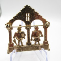 Rare Coro Man Woman in House Vintage Old Brooch Pin Rhinestones Un Signed