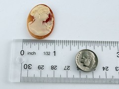 Vintage Loose Hand Carved Shell Cameo Woman w Torch 1 1/8 Inch x 7/8 Inch 5.1g