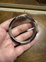 Vintage Sterling Asian Export Onyx Bangle Bracelet 2.25” Internal Diameter