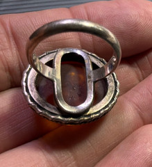 Vintage Large 18mm Dome Natural Baltic Amber Sterling Silver Ring
