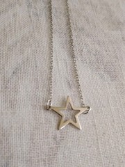 Sterling Silver Star Necklace Celestial Delicate Simple Minimalist VTG Jewelry