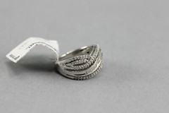 NWT $600 Macy’s Sterling Silver I2-I3 I-J 1/2 Ct Diamond Bypass Ring Sz 7 -6.9g