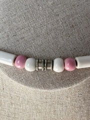 Flying Colors Ceramic Pig Necklace Pink Dot Beads