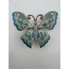 Y2K Blue Butterfly Brooch Cottagecore Fairycore Pin VNTG Pastel Blue Rhinestone