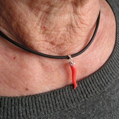 Christmas gift lucky horn Italian Silver Gold And Genuine Red Coral Mediterranea