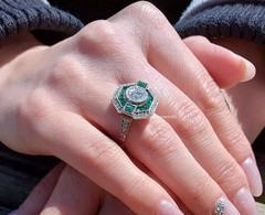 2 Ct Round Cut Lab Created Diamond Vintage Art Deco Ring 14K White Gold Plated