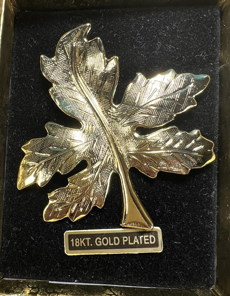 Vintage 18k Gold Plate Leaf Brooch Pin In Box P33