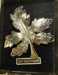 Vintage 18k Gold Plate Leaf Brooch Pin In Box P33