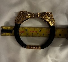 Vintage Double Horse Head Spring Cuff Leather Wrapped Bracelet. Rare