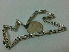 VTG 950 Sterling Silver Anchor Mariner Dbl Linked Chain Tennis Bracelet 8 1/8″