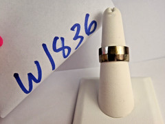 Estate 925 Sterling Silver Checkered 9mm Ring Band Silver Bronze Brass Sz 6 1/4