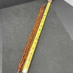 VTG Polished Baltic Amber small Chunk Stone Beaded 16″ Necklace 3 strand 30g