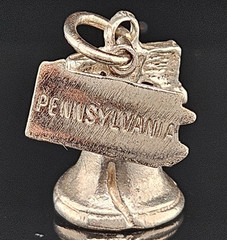Nickel Silver PENNSYLVANIA CRACKED LIBERTY BELL Charm Pendant 3D Vintage