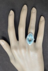 Vintage Platinum Engagement Ring 5.50ct.Natural Sky Blue Marquise Aquamarine