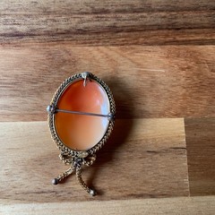 Hand Carved Cameo 1/20 12K Gold Brooch Pin