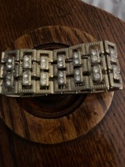 VINTAGE 1 1/2 Wide Bracelet. Rhinestones . Beautiful Piece See Pics