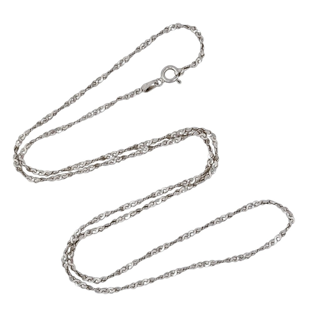 Vintage Italy Sterling Silver 925 2.0mm Serpentine Link Chain Necklace 24″