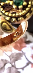 Vintage Gold Tone Butterfly Ring Beaded Design, Colored Stones, Adjustable, 11g