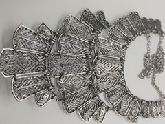 Adjustable Silver Tone Medieval Tribal Style Statement Necklace