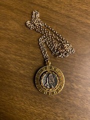 Religious Double Sided Movable Cross Jesus Hands Necklace Pendant Gold Tone