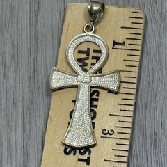 Vintage 925 Sterling Silver Egyptian Ankh Cross Pendant 2.5 Inches 10 Grams