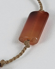 Vintage Green Opal And Carnelian Cord Necklace 21 In Hook Clasp