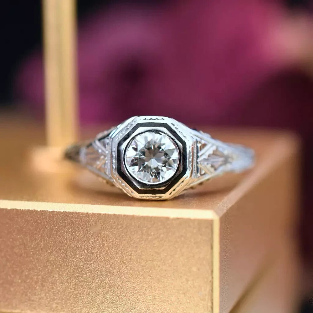 Art Deco 2.00Ct Lab Created Diamond Solitaire 14K White Gold FN Engagement Ring