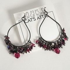 Dark Gothic Romance Black & Purple Filigree, Chandelier, & Faceted Crystal Mix